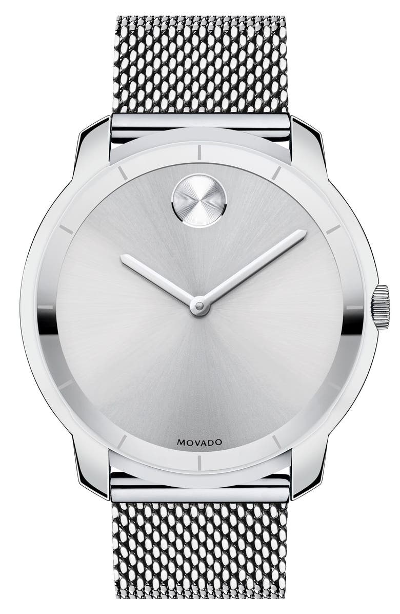 Movado 'Bold' Mesh Strap Watch, 44mm, Main, color, 