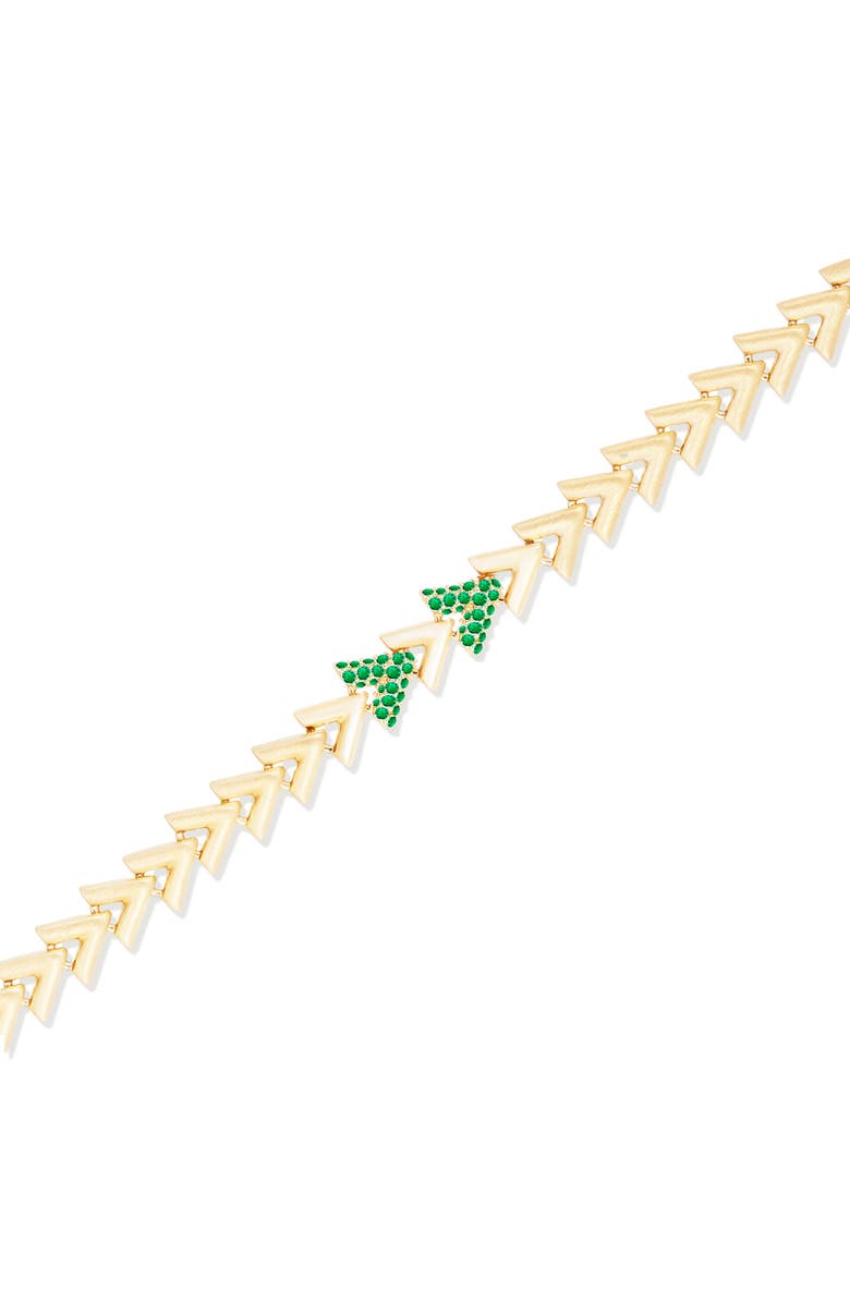 Campbell + Charlotte Spark Chevron Link Bracelet, Alternate, color, Emerald-Gold