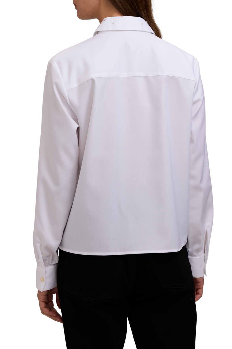 Jodie Faux Pearl & Rhinestone Button-Up Shirt, Alternate, color, WHITE