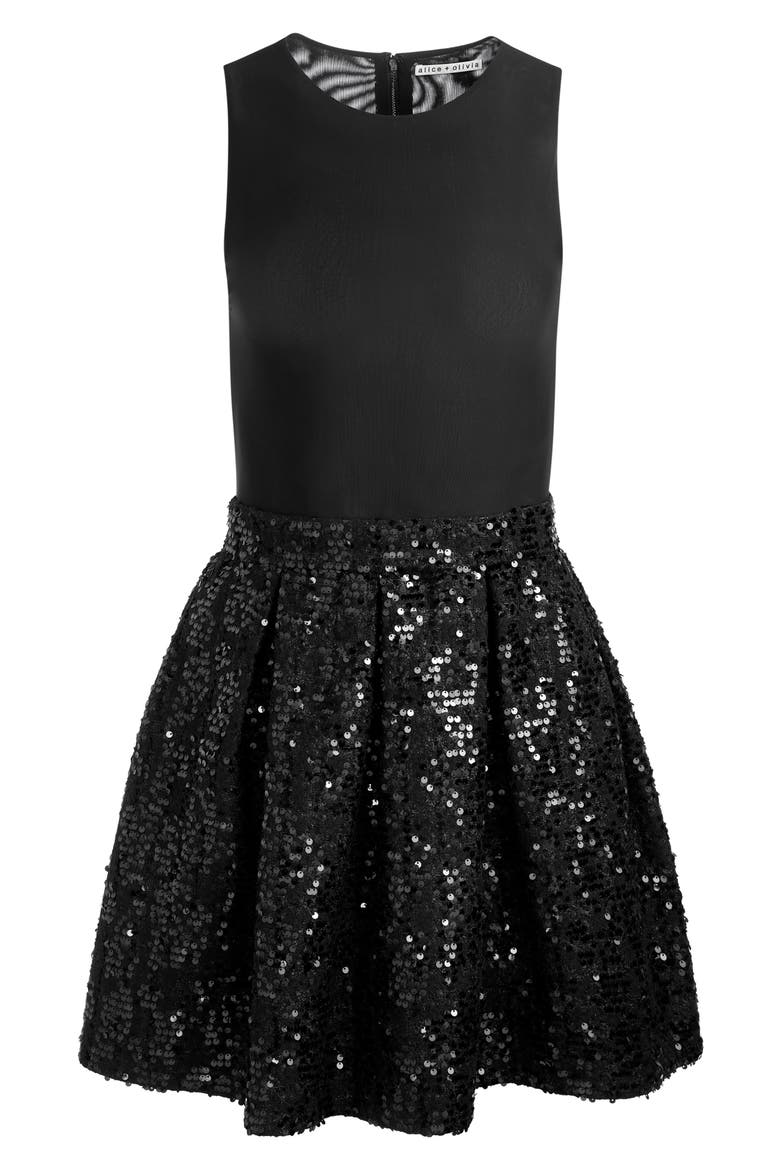 Chara Sequin Sleeveless Minidress, Alternate, color, BLACK