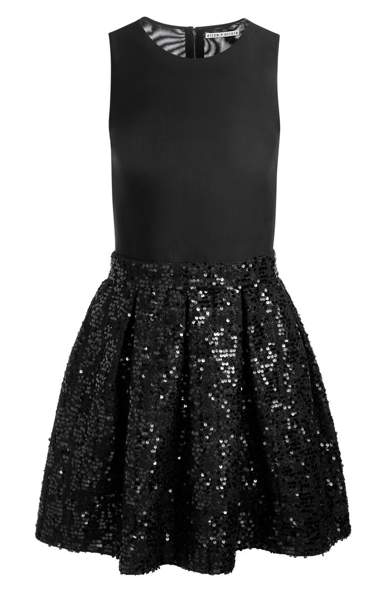 Alice + Olivia Chara Sequin Sleeveless Minidress, Alternate, color, 