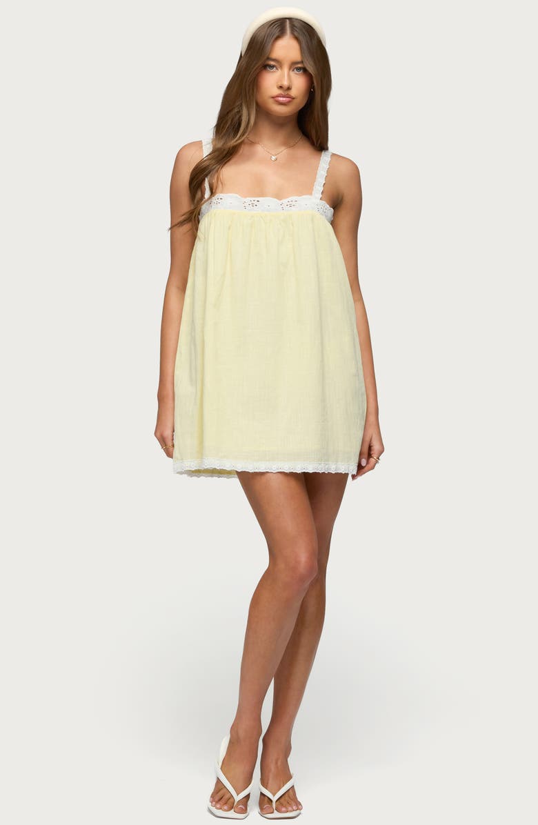 EDIKTED Hipla Contrast Lacy Cotton Minidress, Alternate, color,