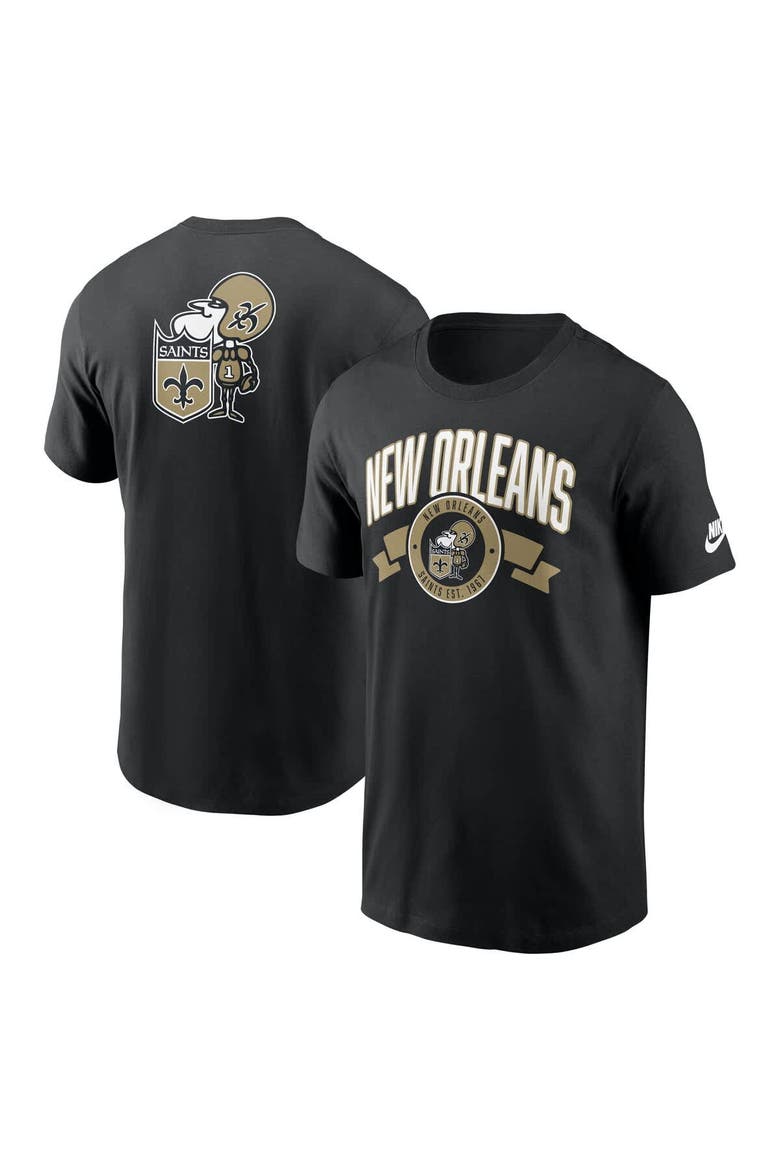 Men's Nike Black New Orleans Saints Rewind Front and Back Hit Essential T-Shirt, Alternate, color, Black
