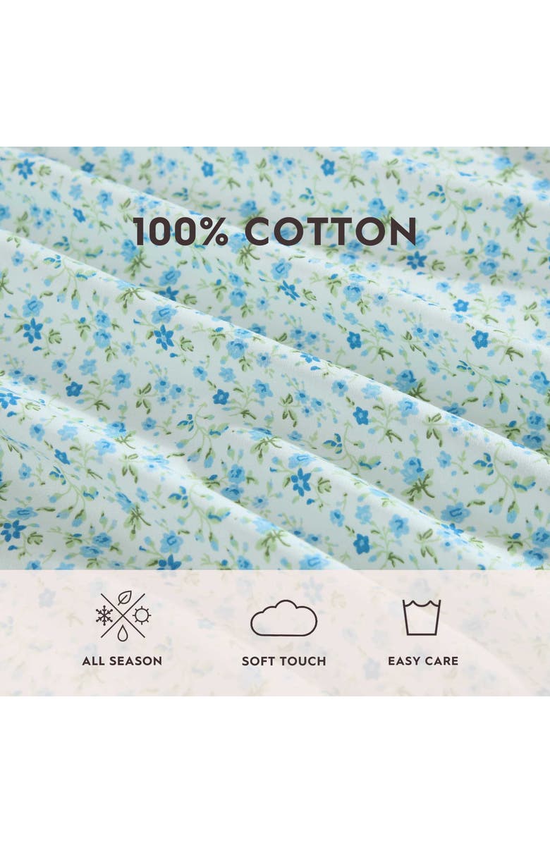 Laura Ashley Evie 200 Thread Count Cotton Percale Sheet Set, Alternate, color, Blue