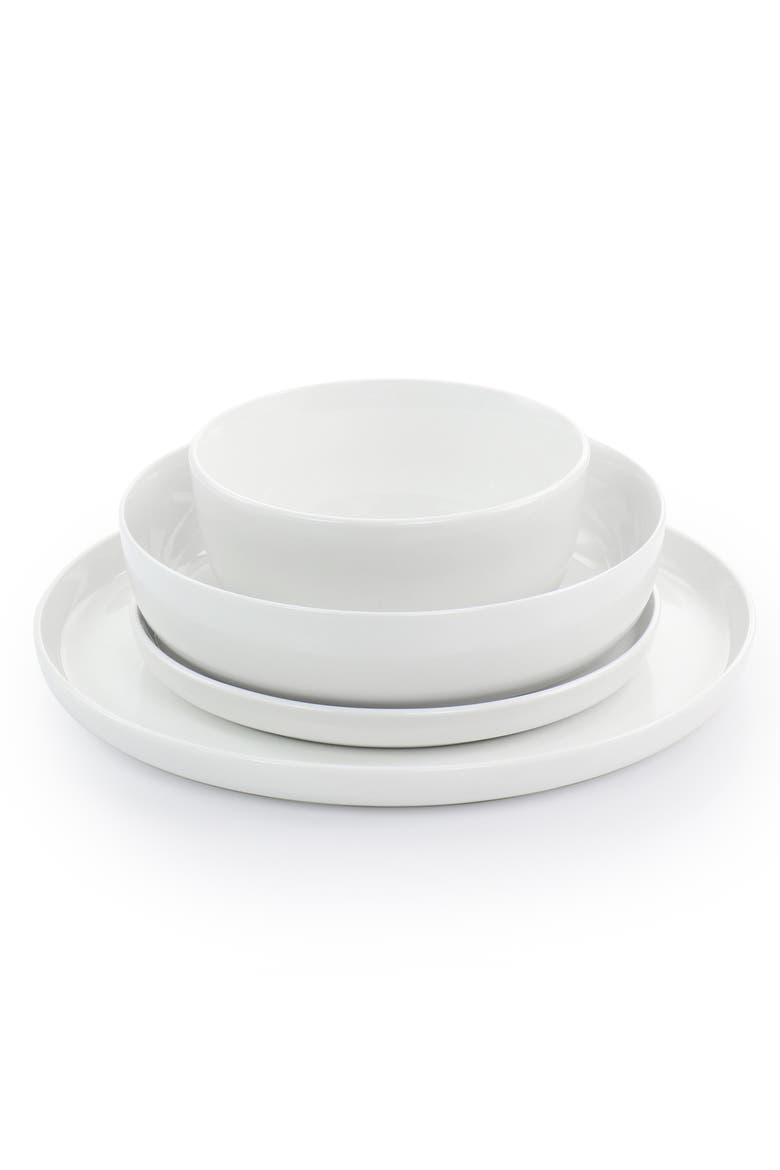 White Deco 16 Piece Fine Ceramic Dinnerware Set, Alternate, color, White
