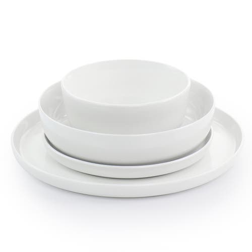 Gibson Home White Deco 16 Piece Fine Ceramic Dinnerware Set In White