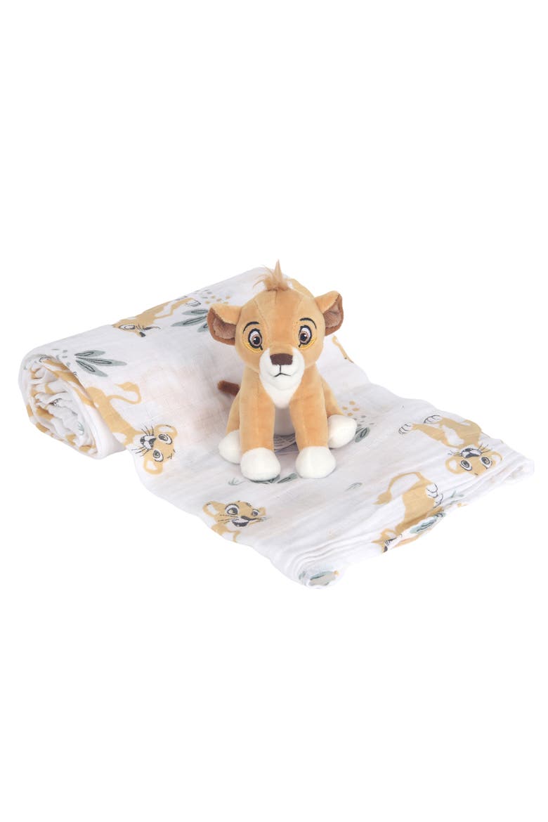 Disney Baby Lion King Simba Swaddle Blanket & Plush Toy Gift Set, Main, color, White