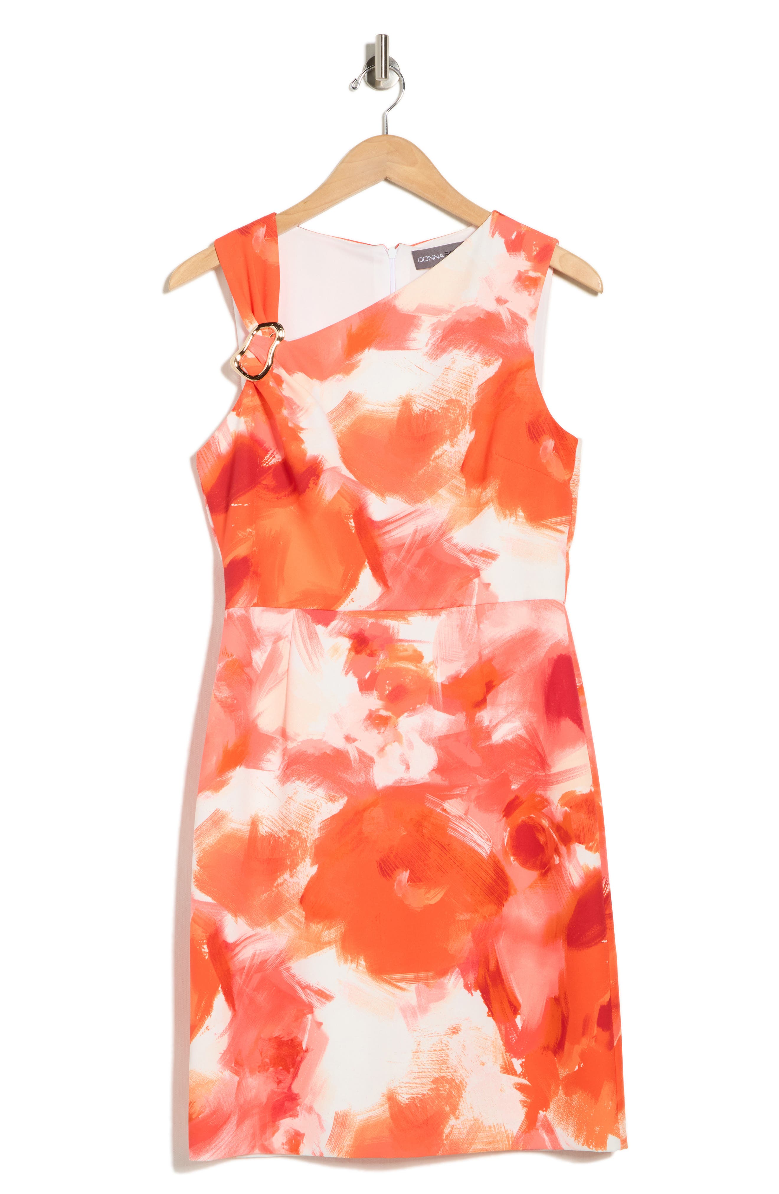 Julia Jordan Floral Asymmetric Neck A-Line Dress