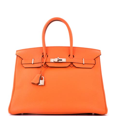 Birkin Handbag Orange Togo with Palladium Hardware 35
