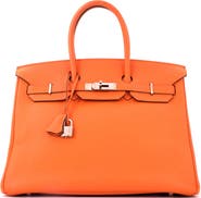 Pre-Owned Hermes Birkin Handbag Orange Togo with Palladium Hardware 35