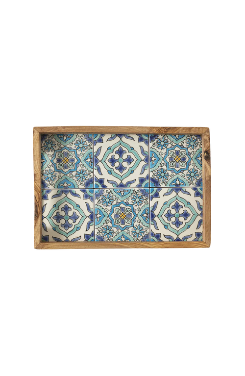 Uncommon Goods Sea And Sky Tunisian Tile Serving Tray In Multi