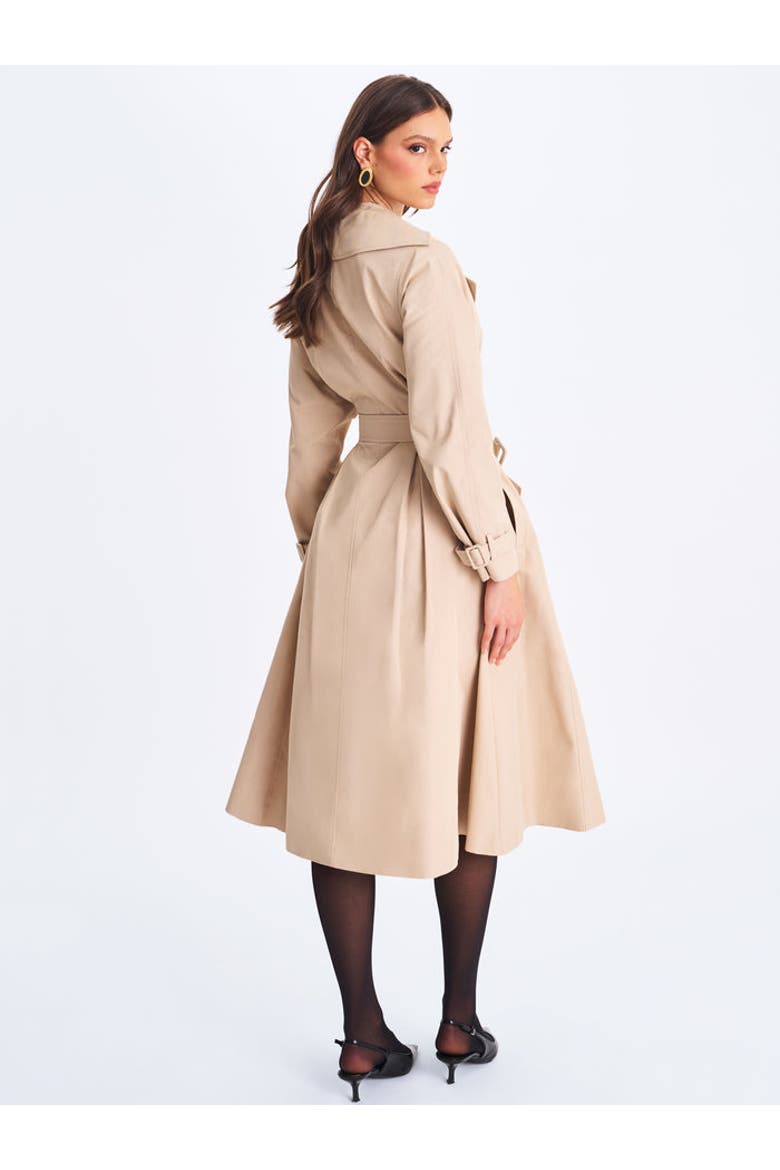 Ulila Double-Breasted Pleated Cotton-Blend Trench Coat, Alternate, color, Beige