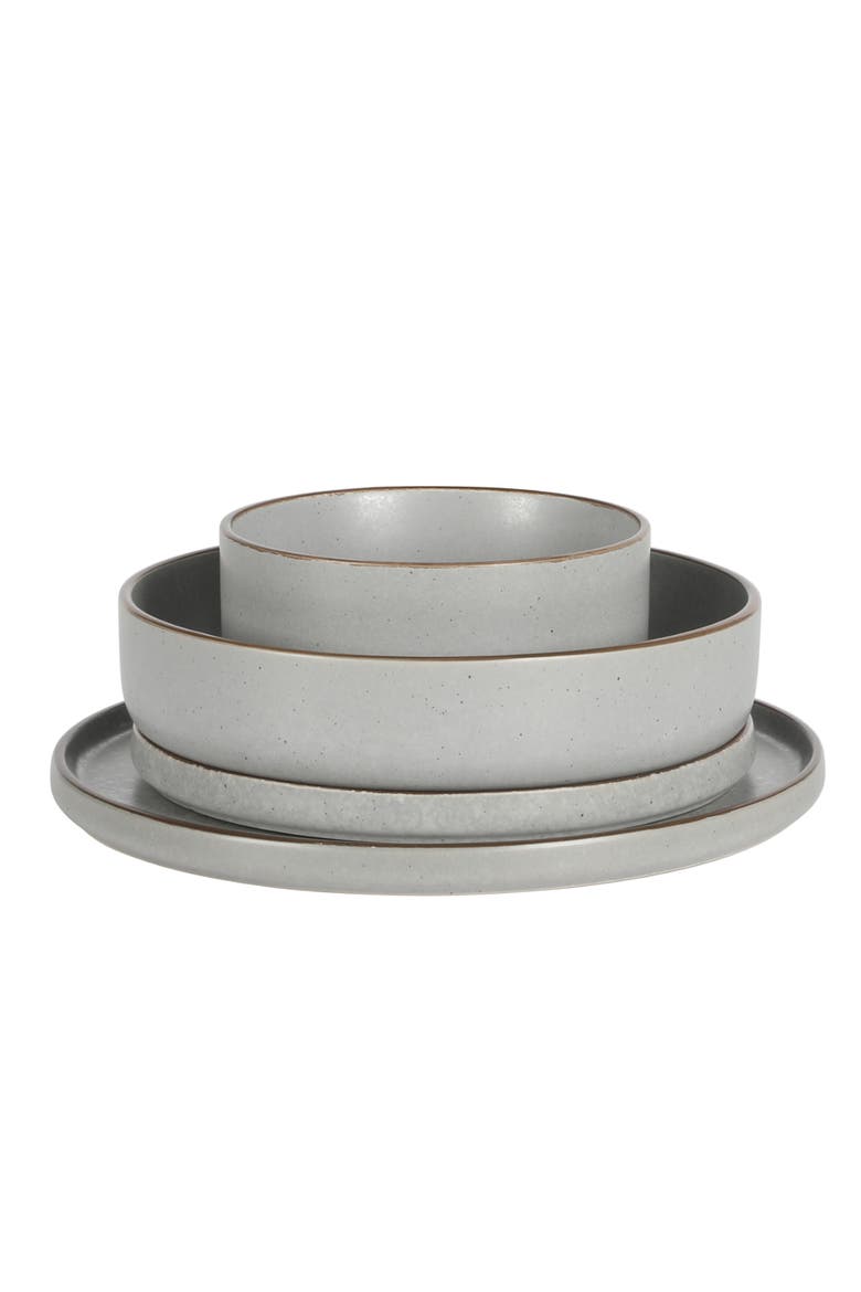 Gelston Stoneware Matte Reactive Glaze Plates and Bowl Dinnerware Set, Alternate, color, Grey