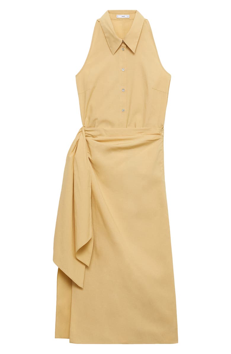 MANGO Side Tie Sleeveless Maxi Shirtdress, Alternate, color, Medium Brown