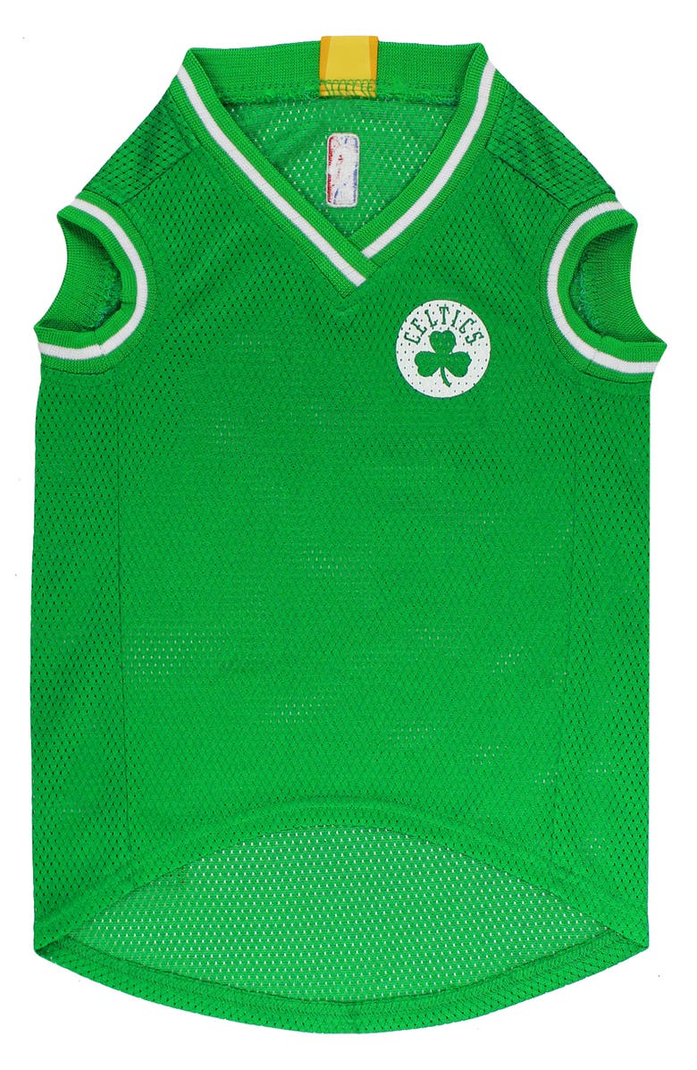 PETS FIRST Boston Celtics Basketball Mesh Dog Jersey, Alternate, color, Green