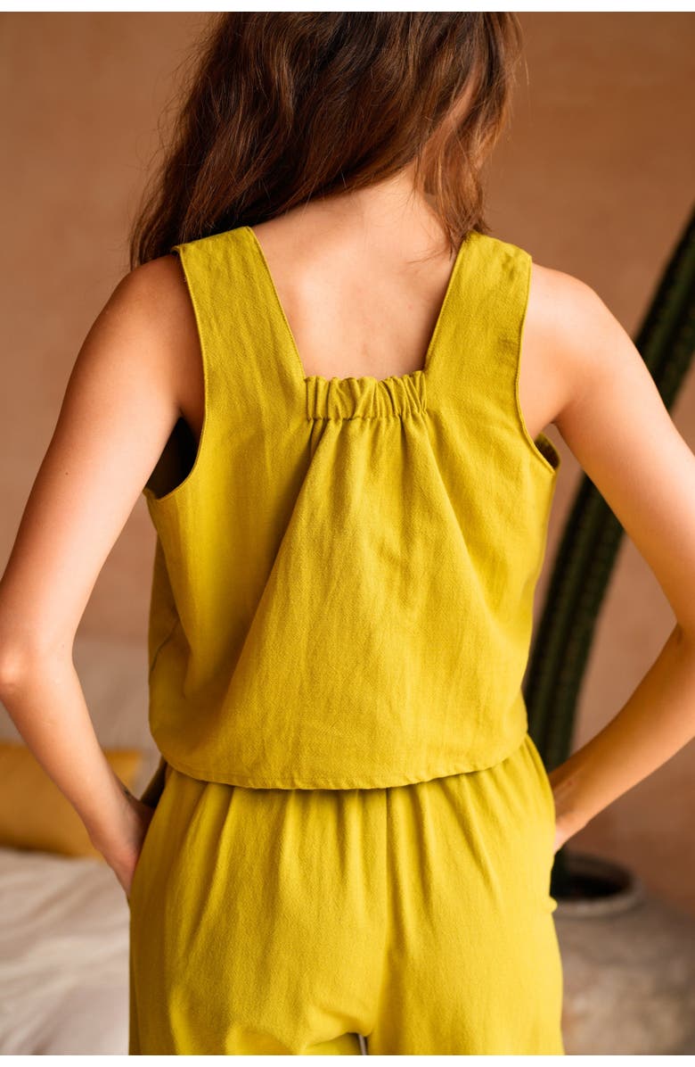 PINK HALEY Becca Linen Top, Alternate, color, Lemongrass