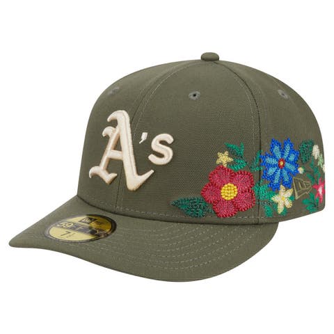 Men's New Era Olive Athletics Tonal Florals 59FIFTY Fitted Hat