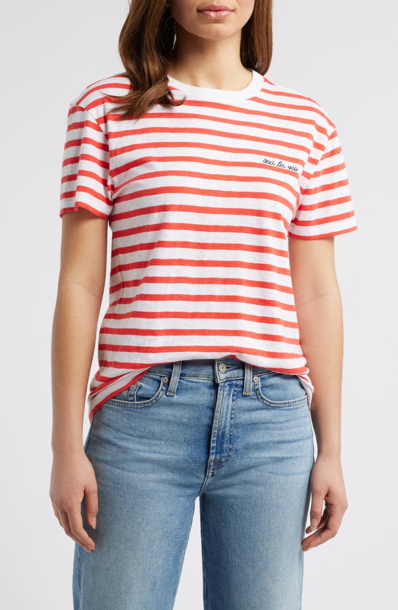 Caslon<sup>®</sup> Stripe Cotton Graphic T-Shirt, Main, color, White- Red Asher Stripe