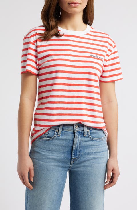 Stripe Cotton Graphic T-Shirt