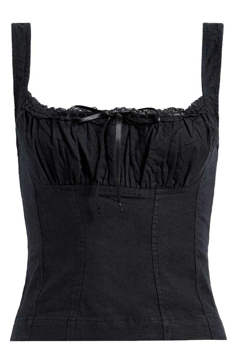 BDG Urban Outfitters Prairie Linen Blend Camisole, Alternate, color, Black