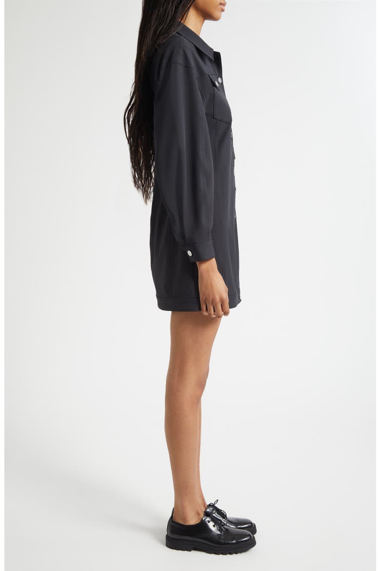 Nolwenn Long Sleeve Mini Shirtdress, Alternate, color, BLACK