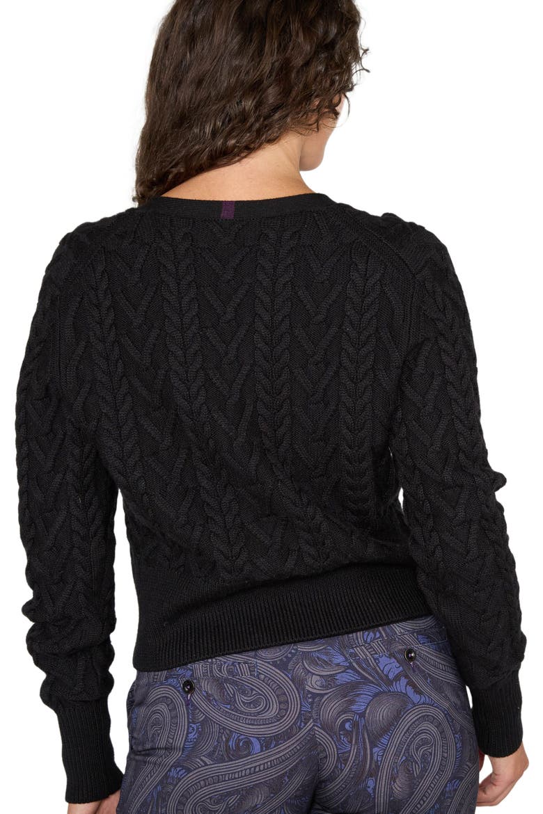 Samantha Cashmere Blend Cable Knit Cardigan Sweater, Alternate, color, Black