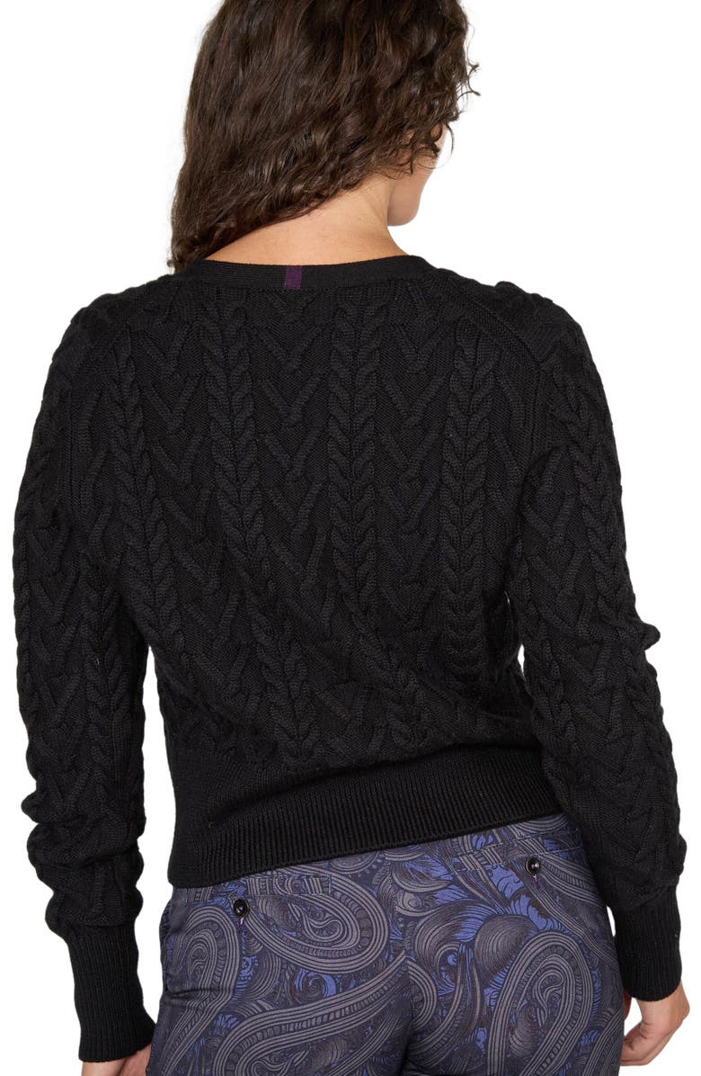 Lords of Harlech Samantha Cashmere Blend Cable Knit Cardigan Sweater, Alternate, color, Black