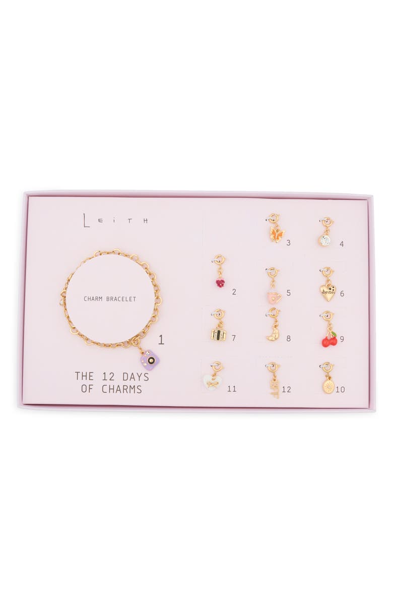 Leith The 12 Days of Charms Advent Calendar Bracelet Set, Alternate, color, Bestie- Pink Multi- Gold