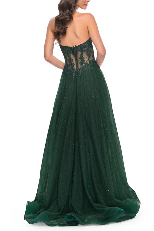 La Femme A-line Tulle Ballgown With Lace Illusion Bodice