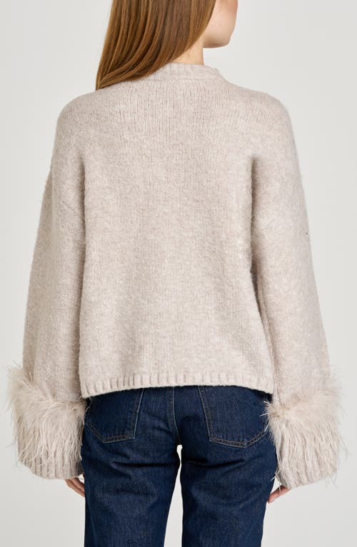 Wayf Pia Feather Trim Mock Neck Sweater In Neutral
