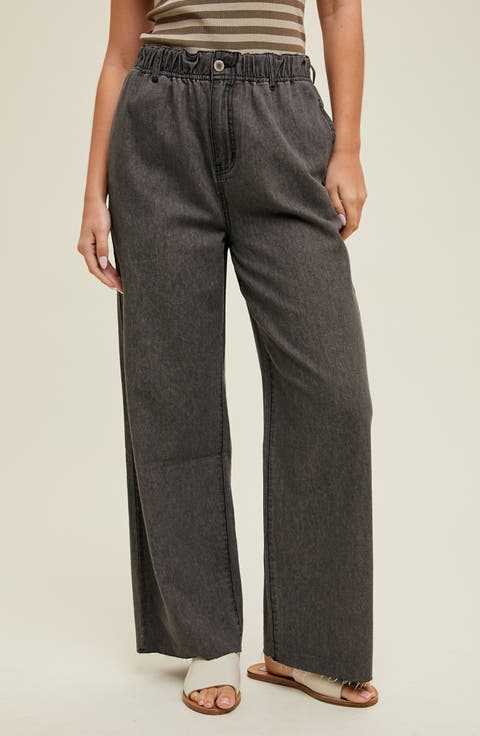 Raw Hem Wide Leg Jeans