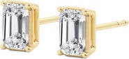 Badgley Mischka Collection 14K Gold Emerald Cut Lab Created Diamond Stud Earrings