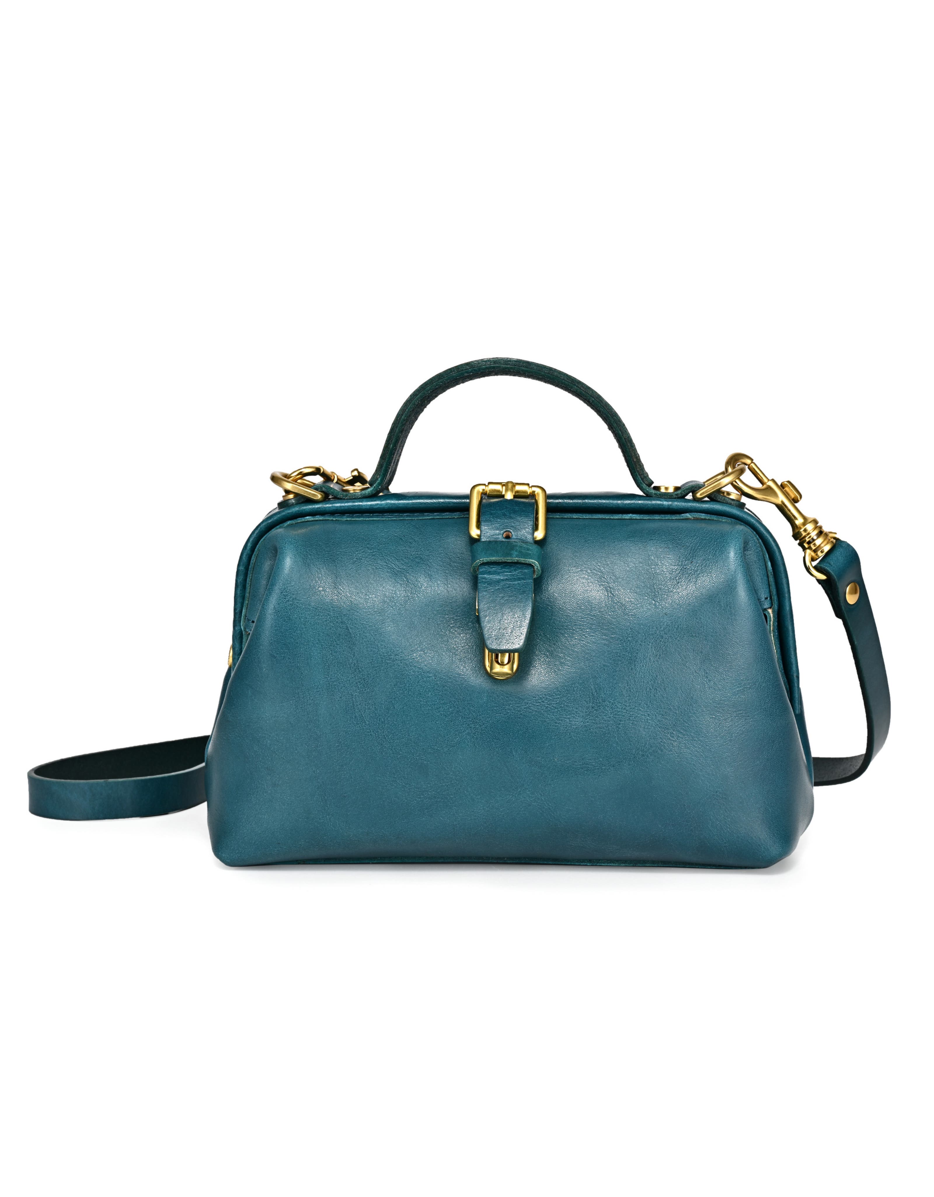 Doctor Mini Genuine Leather Structured Crossbody, Main, color, Turquoise