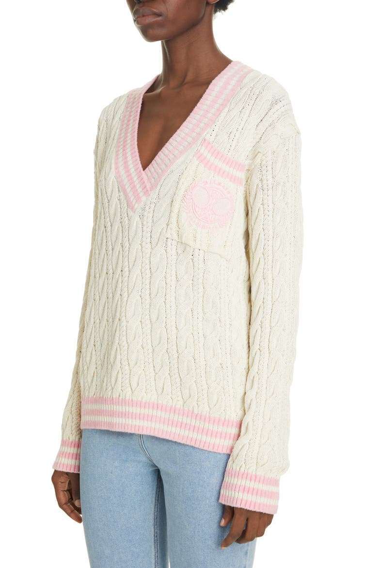 Cable Embroidered Tennis Sweater, Alternate, color, MULTI
