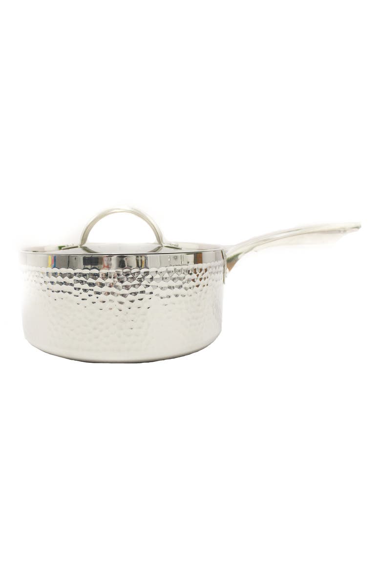 INTERNATIONAL Hammered 7" Covered Saucepan, Main, color, SILVER