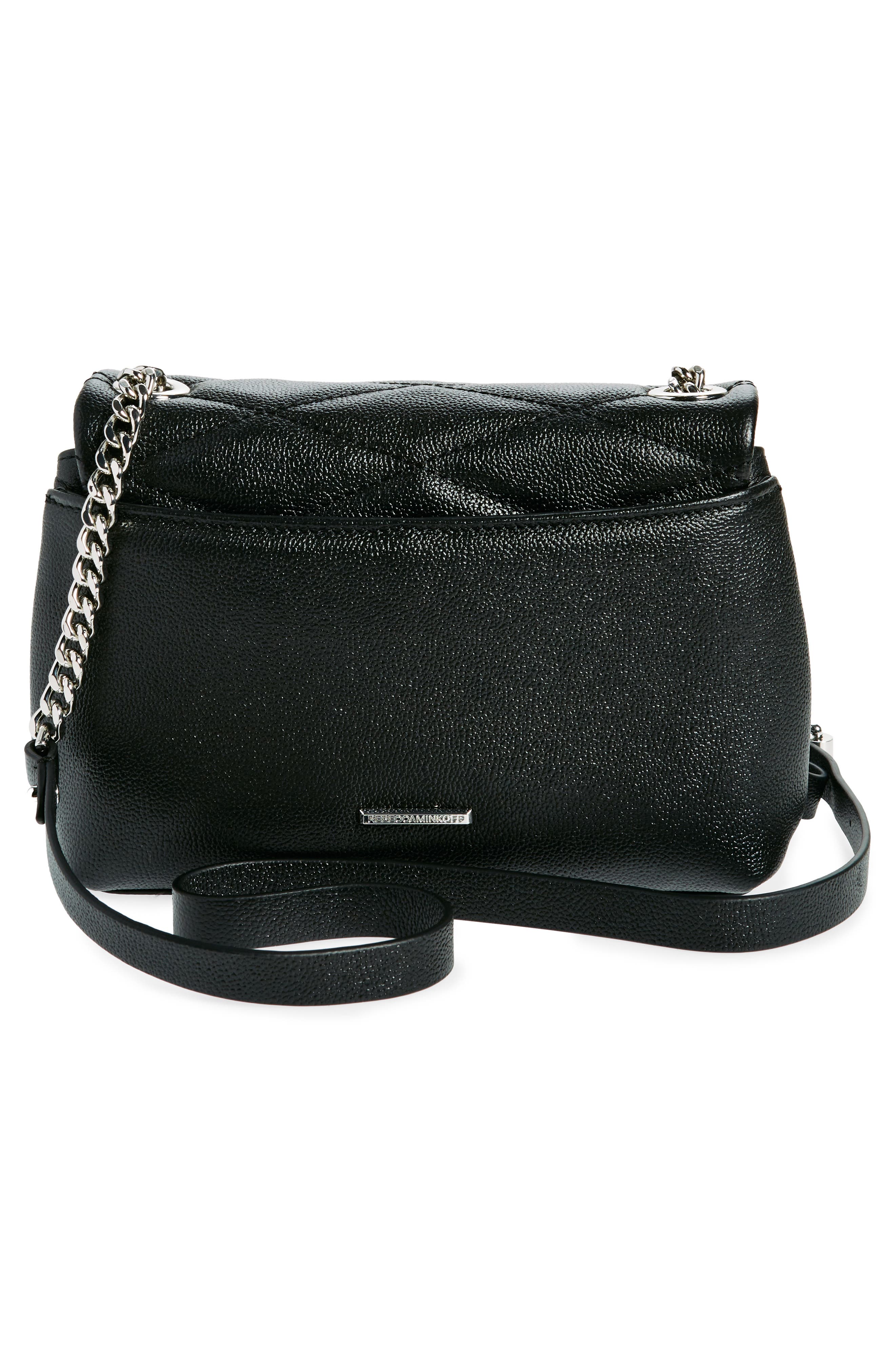 Rebecca Minkoff Edie Diamond Quilt Leather Crossbody Bag, Alternate, color, Black