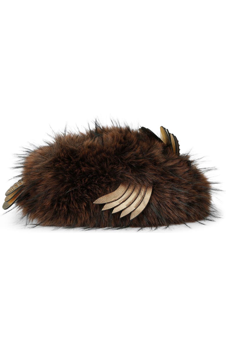 Kurt Geiger London Eagle Fluff Faux Fur Slipper, Main, color, Open Brown