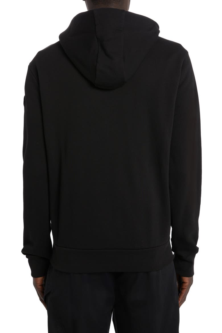 Logo Tape Cotton Zip Hoodie, Alternate, color, BLACK