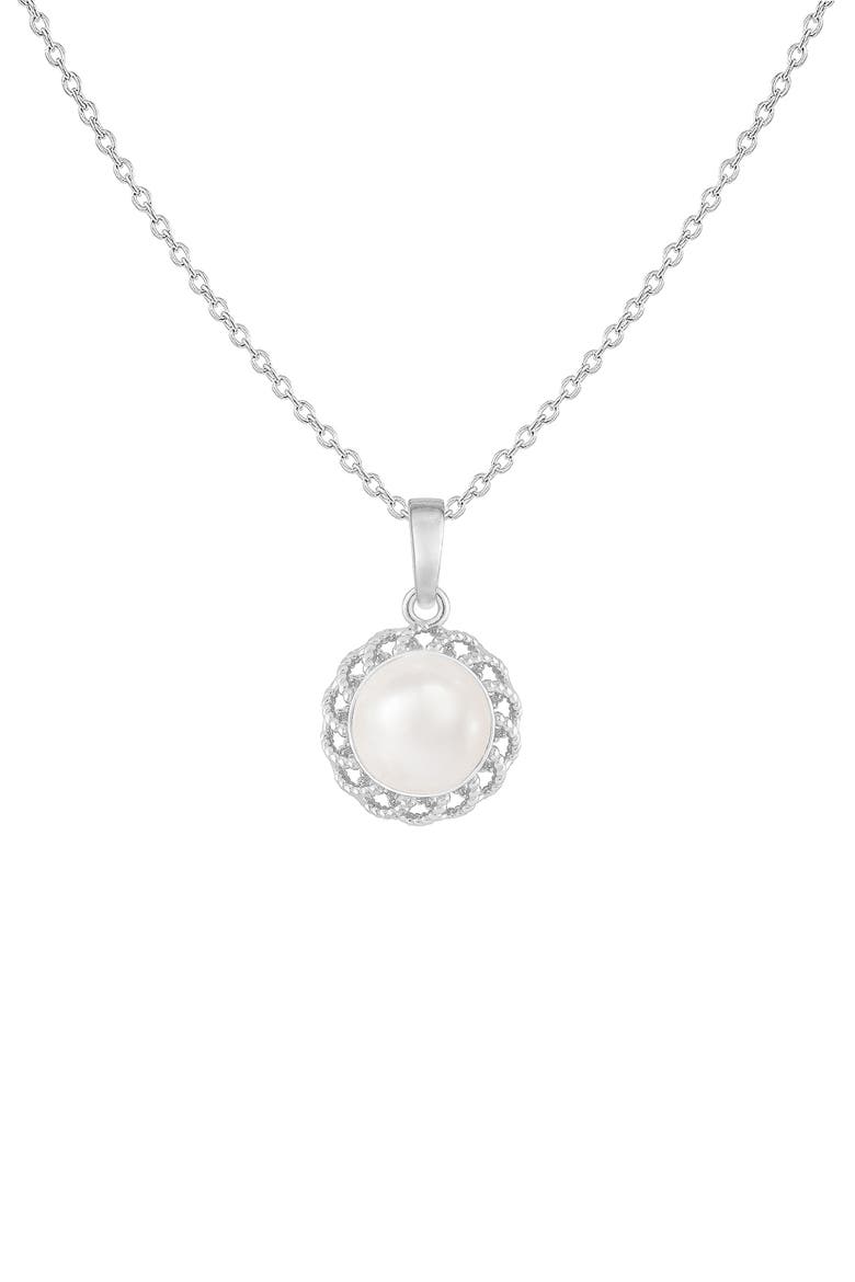Halo Freshwater Pearl Pendant Necklace & Stud Earrings Set, Alternate, color, WHITE