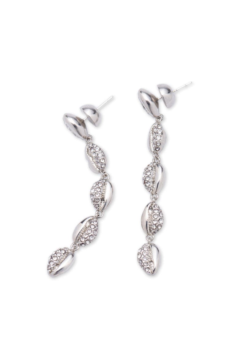 Lucia Cascade Pavé Shell Drop Earrings, Main, color, Silver