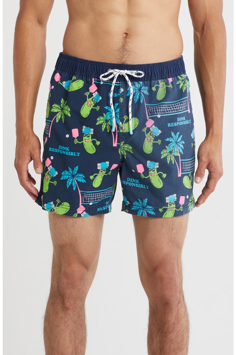 Dink Responsibly Swim Trunks, Main, color, NAVY BLUE