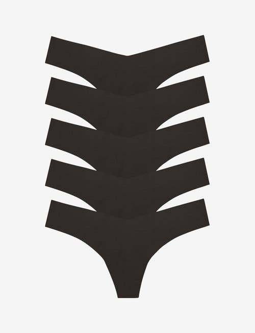 Commando Classic Solid Thong 5-pack In Mocha