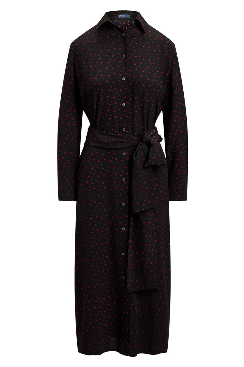 Polka Dot Viscose Shirtdress, Alternate, color, 2051 MULTI DOT BLACK-RED