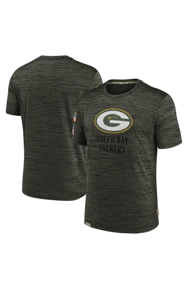 Nike Men's Nike Olive Green Bay Packers Salute to Service Velocity Team T-Shirt, Alternate, color, 
