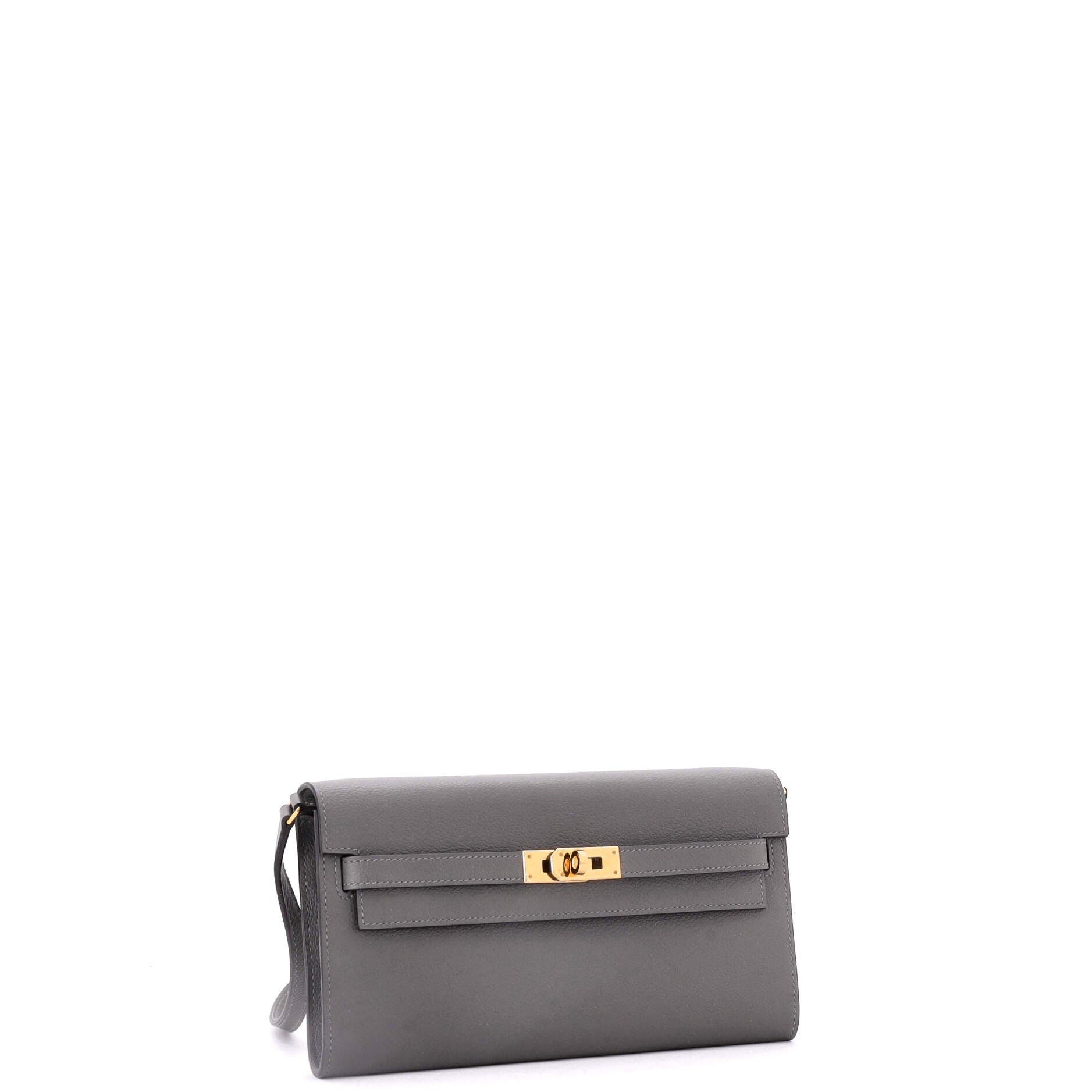 Pre-Owned Hermes Kelly To Go Wallet Evercolor, Alternate, color, Gris Meyer