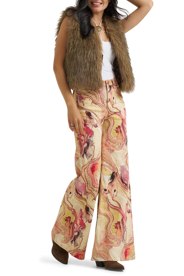 Western High Waist Wide Leg Jeans, Alternate, color, MARBLED HORSE