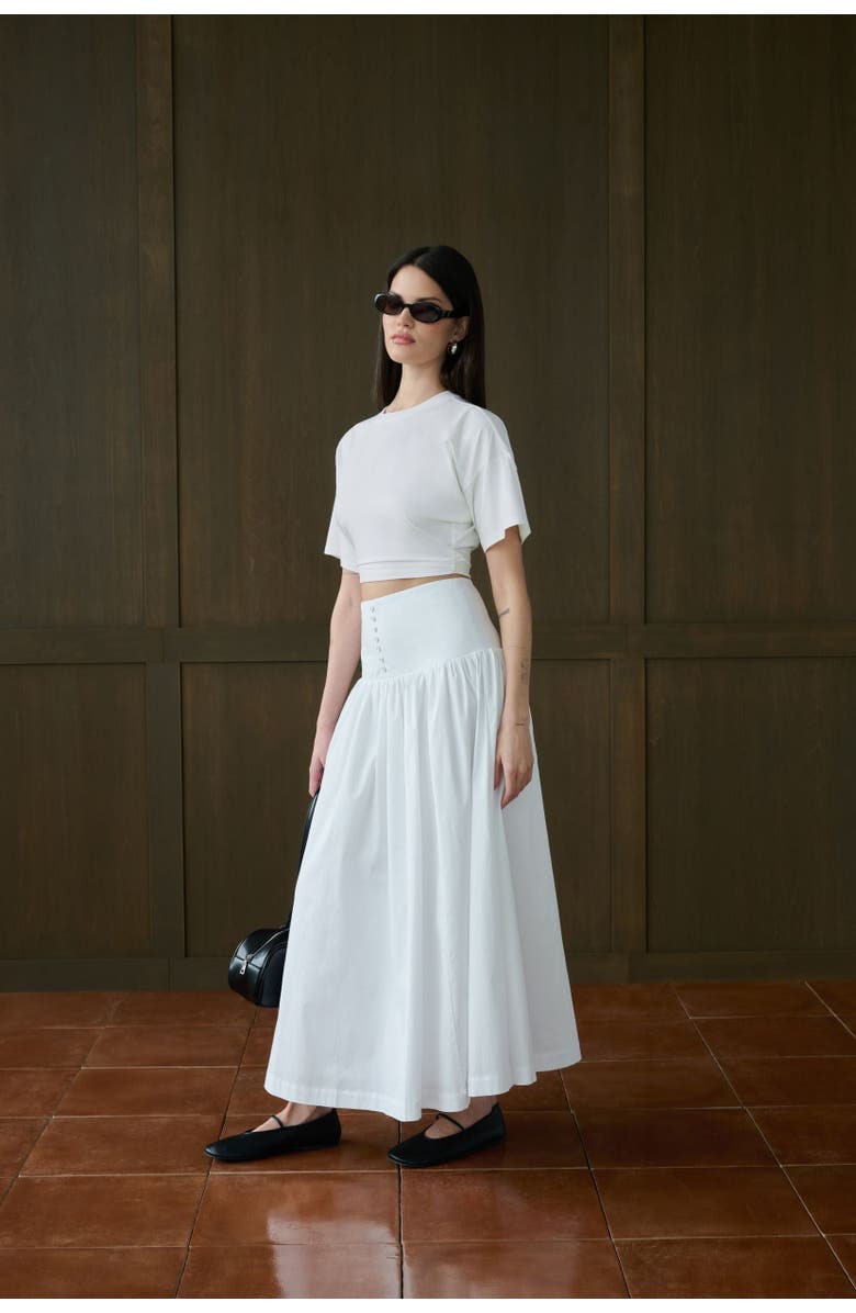 WeWoreWhat Drop Waist Maxi Skirt, Alternate, color, Classic White