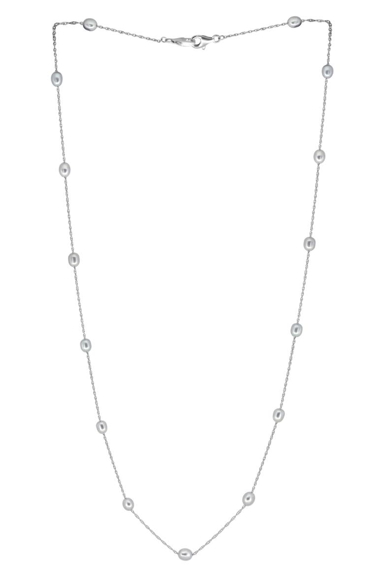 Grey Freshwater Pearl Beaded Station Necklace, Main, color, GREY