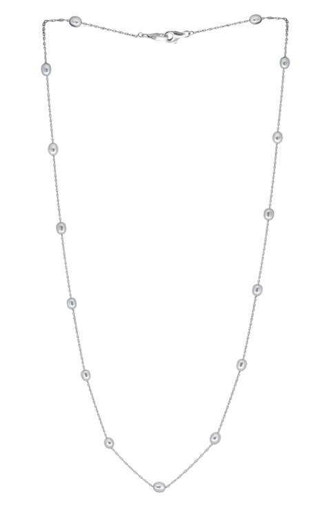 Grey Freshwater Pearl Beaded Station Necklace