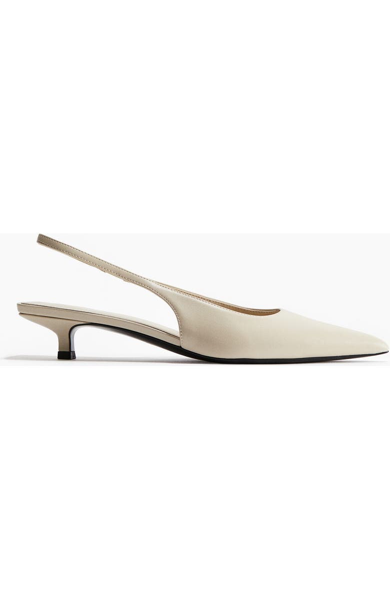 H&M Kitten-heeled pointed slingbacks, Main, color, Light Beige